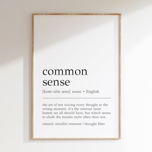 Common Sense Definition Print: Funny Office Wall Art (Digital Print)
