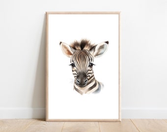 Zebra Nursery Print: Safari Animal Wall Art (Digital Download)