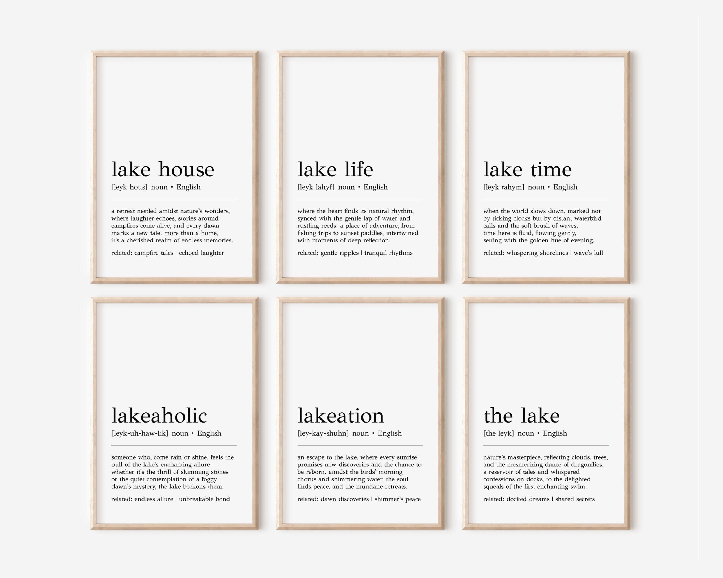 Lake House Definition Prints: Set of 6 (Digital Download)