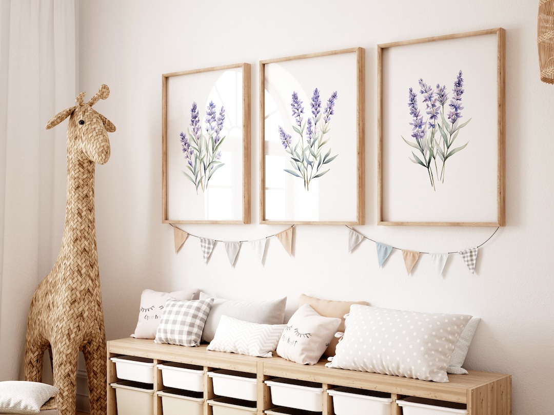 Lavender Nursery Prints Set: Wildflower Wall Art (set of 3)(digital ...