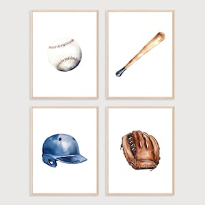 Baseball Nursery Prints: Sporty Decor, Set of 4 (Digital Print)