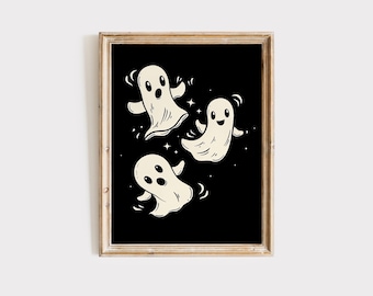 Lámina artística de fantasmas de Halloween: Decoración espeluznante (descarga digital)
