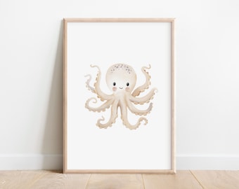 Octopus Nursery Print: Playful Ocean Animal Wall Art (Digital Download)