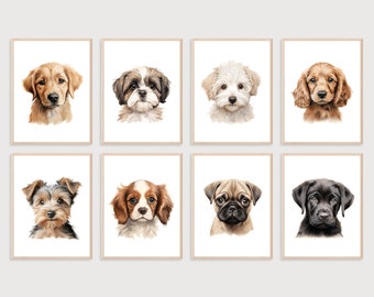 Puppy Nursery Prints | Set of 8 Prints | Dog Nursery Prints | Digital Print | Puppy Nursery Decor | Dog Nursery Wall Art | Puppy Wall Decor