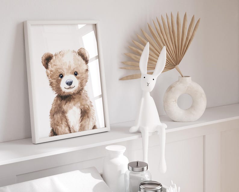 Soft toned animal art for children's room