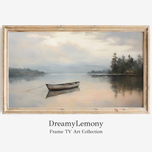 Lake Landscape Frame TV Art: Serene Boat Scene (Digital Download)