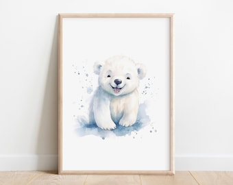 Polar Bear Print: Arctic Nursery Decor (Digital Print)