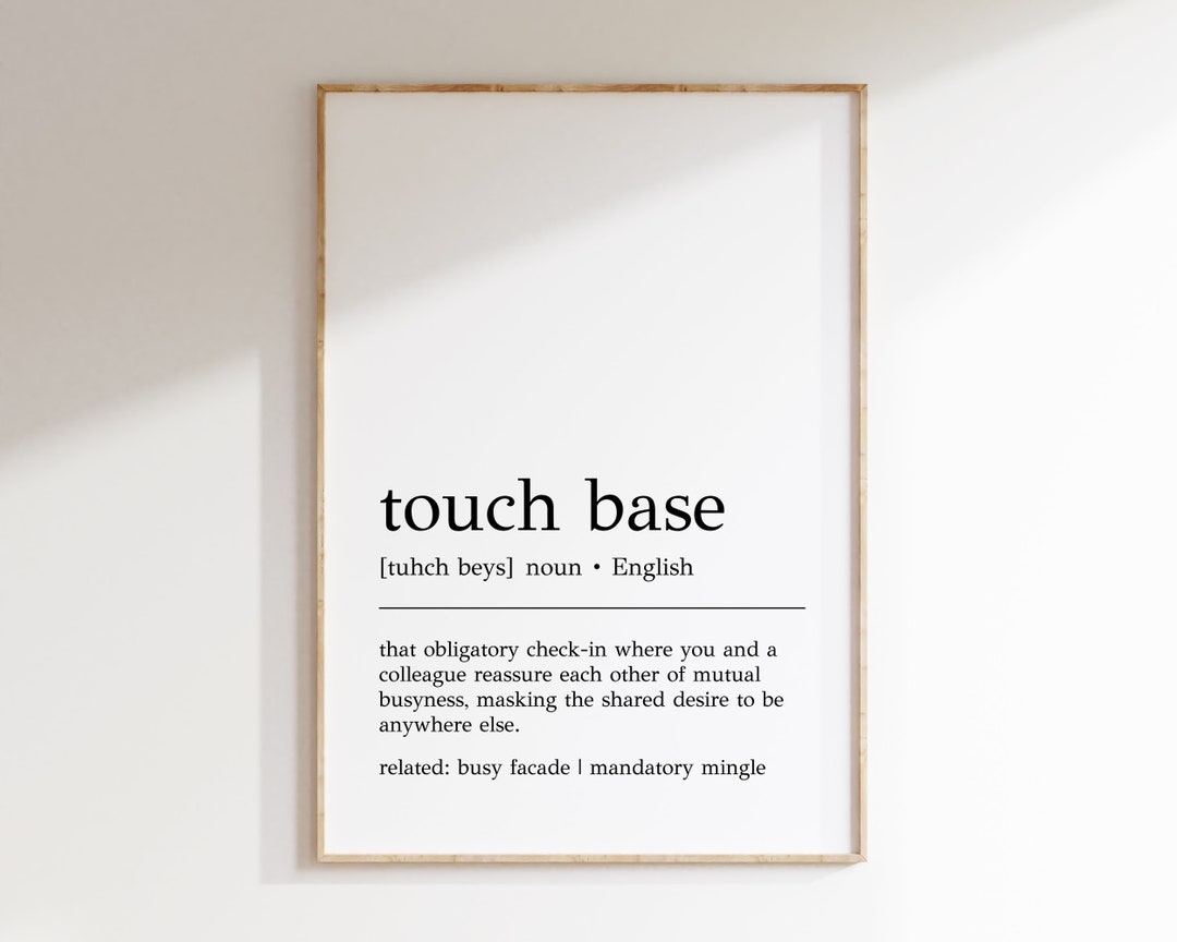 Touch Base Definition Print Funny Office Wall Art Home Etsy