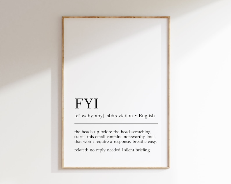 FYI Definition Print Funny Office Decor FYI Wall Art - Etsy