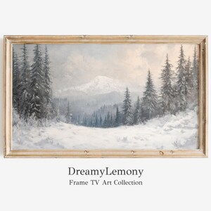 Winter Landscape Frame TV Art: Snowy Mountain Scene (Digital Download)