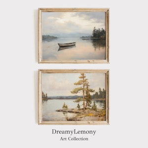 Lake House Painting Prints SET: Rustic Cabin Decor (Set of 2) (Digital Download)