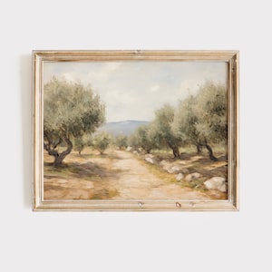 Italian Olive Trees Landscape Painting: Vintage Tuscany Art (Digital Print)