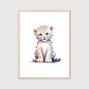 Baby Snow Leopard Print: Nursery Animal Decor (Digital Print)