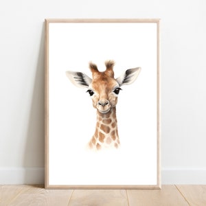 Lámina de jirafa para guardería / Arte de jirafa bebé / Descarga digital / Decoración de guardería / Arte mural imprimible / Lámina de animales de safari