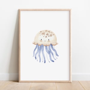 Jellyfish Nursery Print, Ocean Animal Print, Jellyfish Art, Sea Life Art, Nautical Nursery Art, Under the Sea Nursery Decor, Baby Room Decor