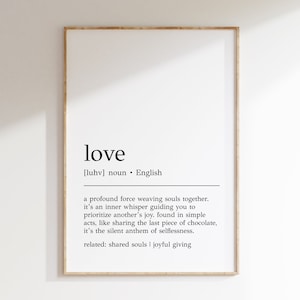 Love Definition Print: Romantic Wall Art (Digital Print)