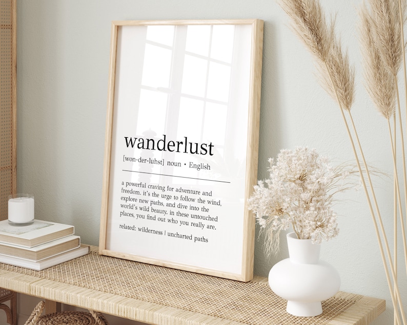 Wanderlust Definition Print Wanderlust Decor Travel Wall Art Gift for Traveler Wanderlust Wall Art Travel Poster Digital Print image 3