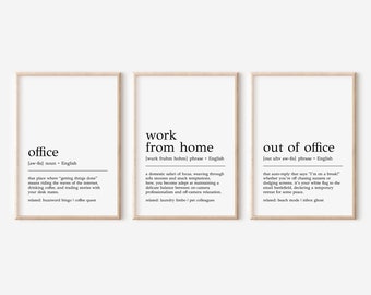 Funny Office Definition Prints Set: Work From Home Decor (Set of 3) (Digital Download)