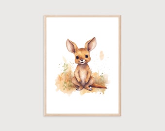 Kangaroo Print: Baby Animal Nursery Wall Art (Digital Download)
