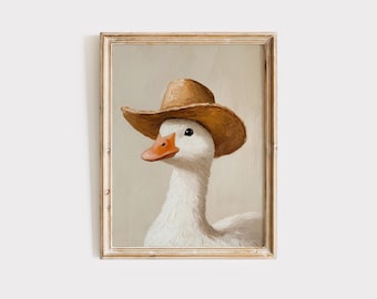 Cowboy Goose Nursery Print: Retro Western Wall Art (Digital Download)