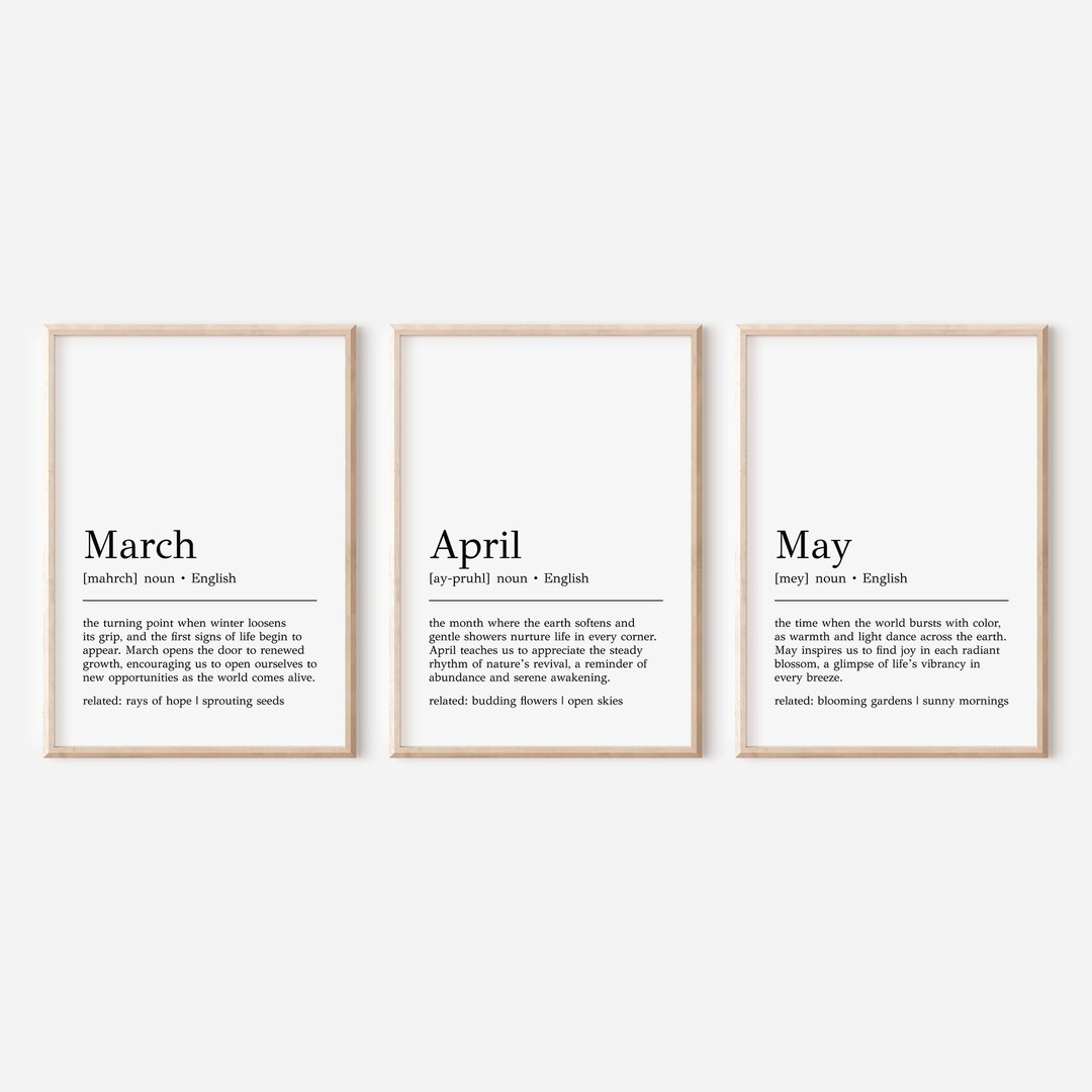 Spring Definition Prints: March, April, May - Minimalist Wall Art ...