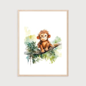 Baby Orangutan Print: Nursery Animal Wall Art (Digital Download)