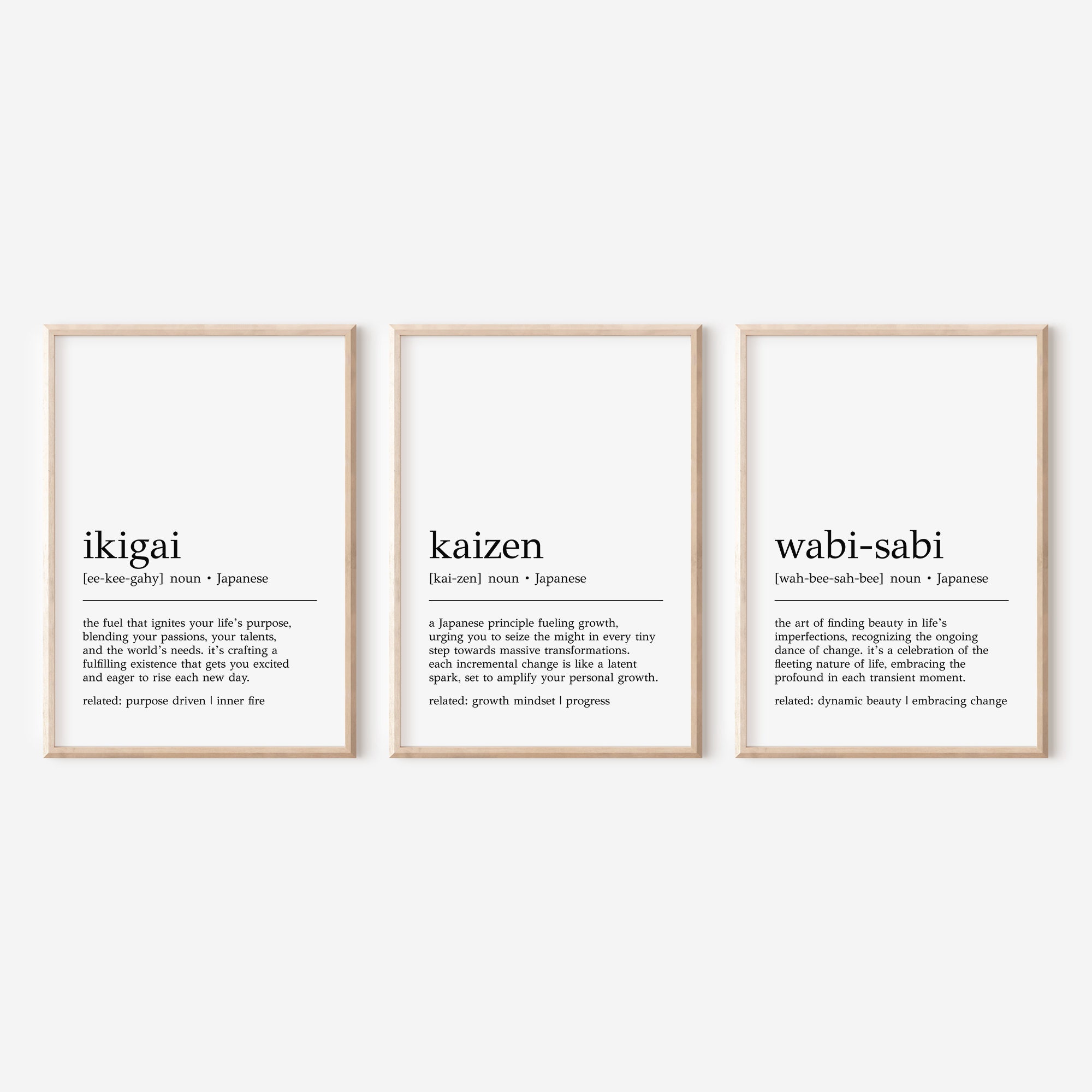 Japanese Definition Prints | Set of 3 Japanese Prints