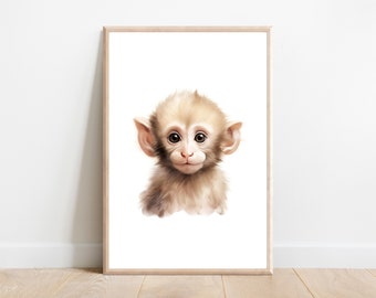 Capuchin Monkey Nursery Print: Jungle Animal Wall Art (Digital Download)