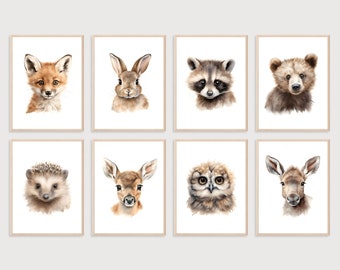 Woodland Animal Nursery Prints: Set of 8  Art (Digital Print)
