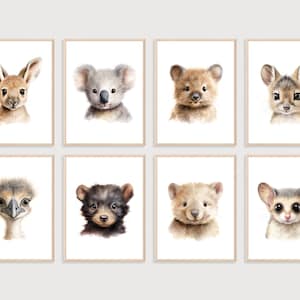 Australian Animal Prints | Set of 8 | Australian Nursery Decor | Aussie Nursery Art | Nursery Animals | Digital Prints | Australian Animals
