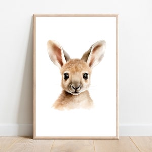 Känguru Poster | Australische Tiere Kinderzimmer Dekor | Baby Känguru Poster | Känguru-Kinderzimmer-Kunst | Känguru Kinderzimmer Dekoration