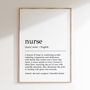 Nurse Definition Wall Art: Minimalist Office Decor (Digital Print)