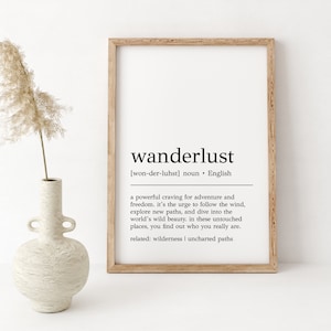 Wanderlust Definition Print Wanderlust Decor Travel Wall Art Gift for Traveler Wanderlust Wall Art Travel Poster Digital Print image 2