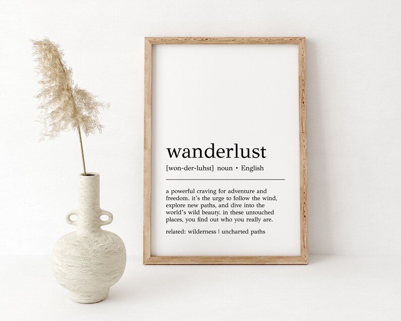 Wanderlust Definition Print Wanderlust Decor Travel Wall Art Gift for Traveler Wanderlust Wall Art Travel Poster Digital Print image 2