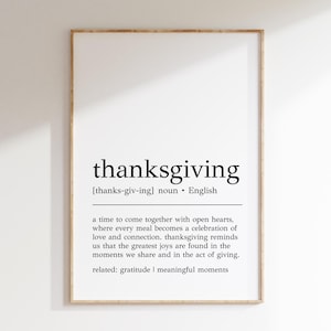 Definizione di Ringraziamento / Stampa di Ringraziamento / Decorazioni autunnali / Arte minimalista / Download digitale / Decorazioni ispiratrici / Poster autunnale