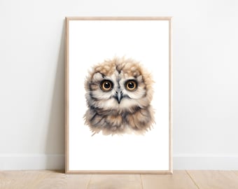 Print kinderkamer uil: bosdierenmuurkunst (digitale download)