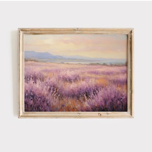 Lavender Field Painting: Serene Landscape Art Print (Digital Download)