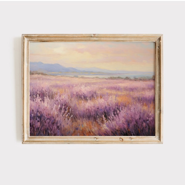 Lavender Field Painting Print | Lavender Field Art | Digital Print | Landscape Print | Lavender Art Print | Lavender Field Print