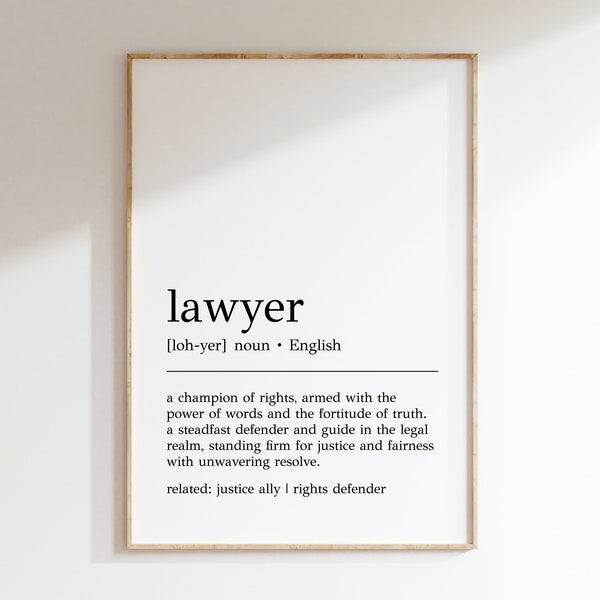 Lawyer Definition Print | Lawyer Wall Art | Lawyer Gift | Gift for Lawyer | Lawyer Print | Office Decor | Legal Office Art | Digital Print