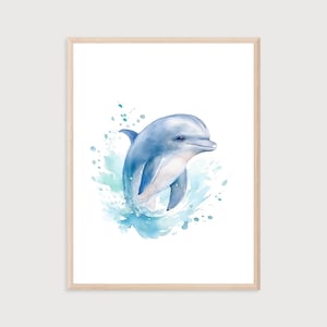 Baby Dolphin Print | Digital Print | Watercolor Dolphin Poster | Nursery Baby Animal Print | Dolphin Poster Printable | Nursery Wall Art