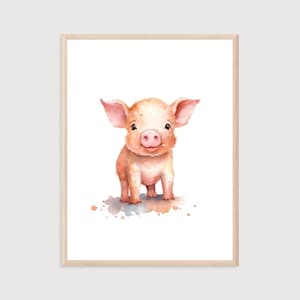Baby Pig Print: Animal Nursery Art (Digital Print)