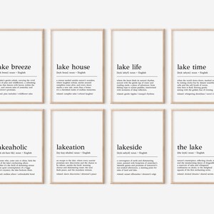Lake House Definition Art Prints: Set of 8 (Digital Print)