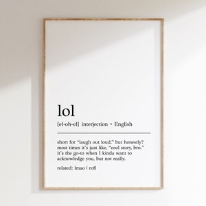 LOL Definition Print: Funny Teenager Wall Art (Digital Download)