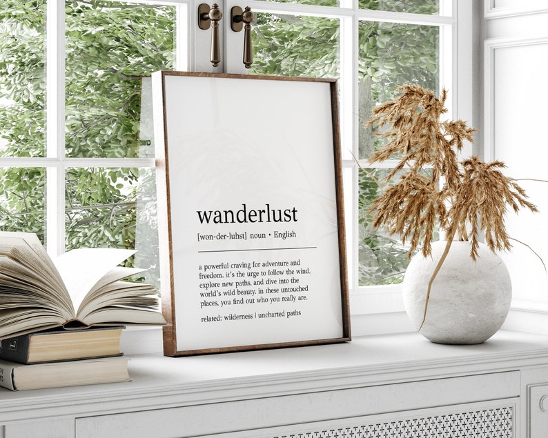 Wanderlust Definition Print Wanderlust Decor Travel Wall Art Gift for Traveler Wanderlust Wall Art Travel Poster Digital Print image 5