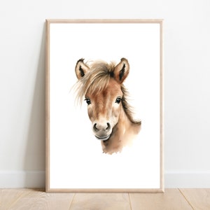 Horse Nursery Print | Pony Nursery Wall Art | Nursery Farm Animal Print | Digital Print | Horse Nursery Wall Art | Nursery Baby Horse Print