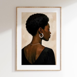 Black Woman Portrait Art Print: Elegant African American Woman (Digital Download)