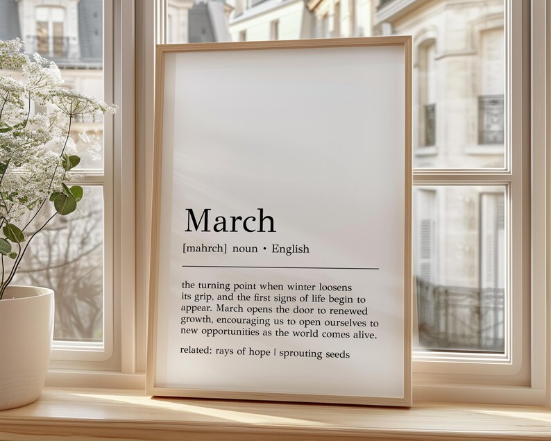 March Def March Definition Print: Minimalist Spring Wall Art (digital Download ...