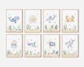 Sea Animal Nursery Prints: Under the Sea Theme, Set of 8 (Digital Download)