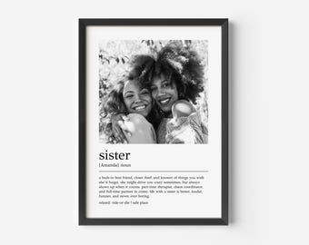 Impresión fotográfica personalizada con la definición de hermana: Regalo personalizado para hermana (descarga digital)