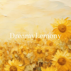 May include: A painting of a field of sunflowers in various shades of yellow. The sunflowers are in focus, while the background is a soft, blurry yellow.